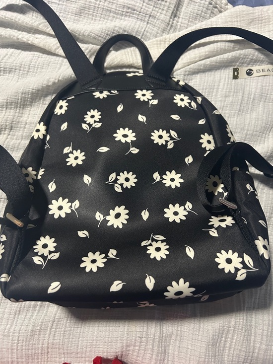 Kate Spade Black Floral Mini Backpack with White Daisies LIKE NEW Nylon main image 8